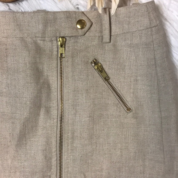 J Crew Tan Linen Zip Front Nikki Skirt - Picture 2 of 6